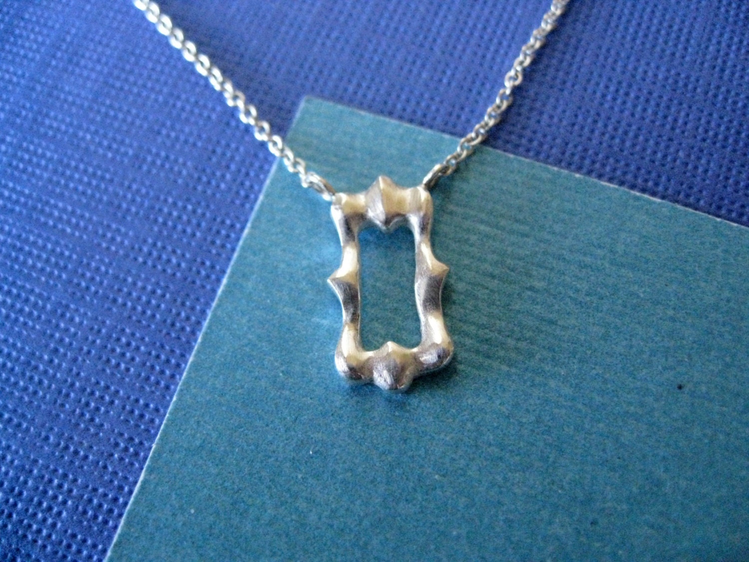 Delicate Sterling Silver Necklace Tiny Tall Frame