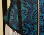 Corset Underbust Steampunk Neo-Victorian Cincher 34 Lola blue green Brocade