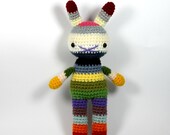 children rabbit toy, crochet amigurumi doll, bright colorful rainbow .. jesmond