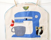 Birdy Bird  Felt Applique Blue Kitchen Aid Mixer Cover