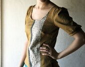Yellow Short Sleeve Tshirt - saffron jersey tank top with lace applique - womens scoop neck blouse