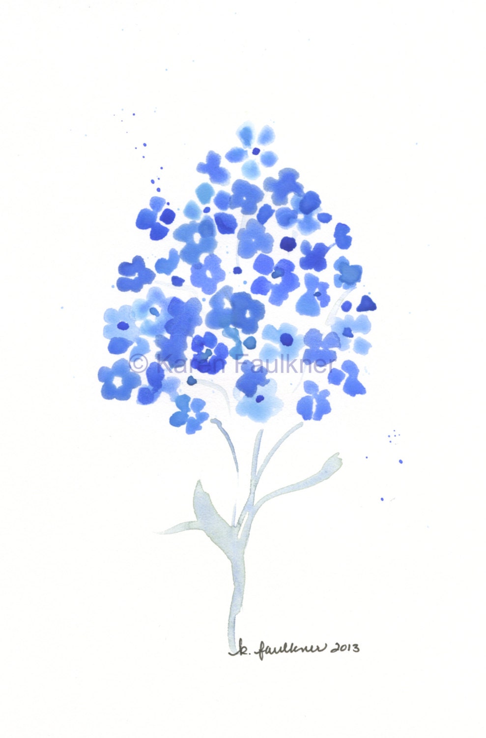 Art, Print, Giclee Print of Watercolor Painting: Forget-Me-Not