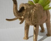 Gold Elephant Planter Great Dorm, Nursery, Decor or Baby Shower Gift Ready to Plant