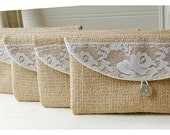 burlap lace bag clutch set 3 4 5 6 rustic wedding rose color choice purse Personalize Bridesmaid party Custom Pouch gift MakeUp tagt team