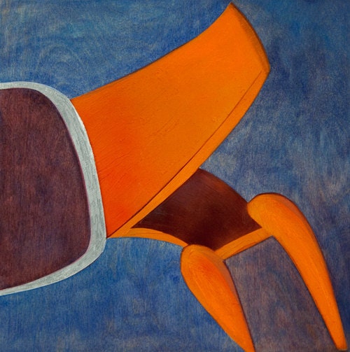 Original Mixed Media Painting Modern Design Abstract of Philippe Starck Louis 20 Chair