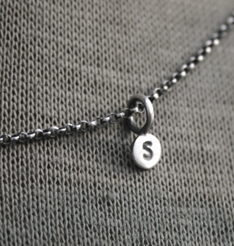 Personalized Tiny Initial Tag Stamped Sterling Silver Paddle Charm