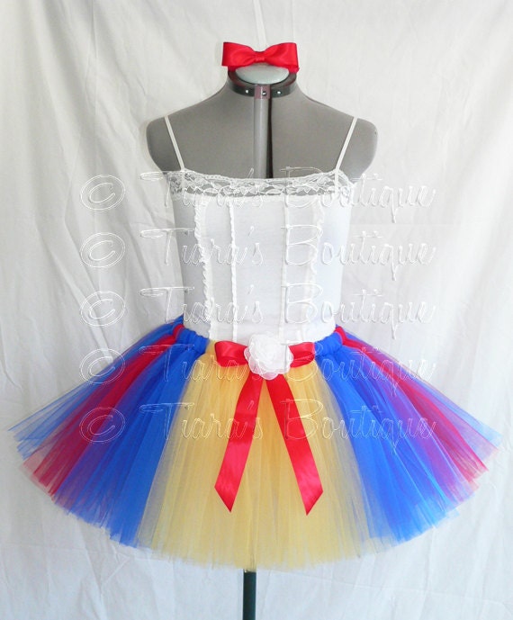 Snow White - Adult Teen Pre-teen Tutu - Less Full Tutu - Custom 15'' Sewn Tutu - Adult Size Medium