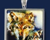 Wolves ... Beautiful Wolf  Necklace with Original Art by Kathy Morton Stanion EBSQ