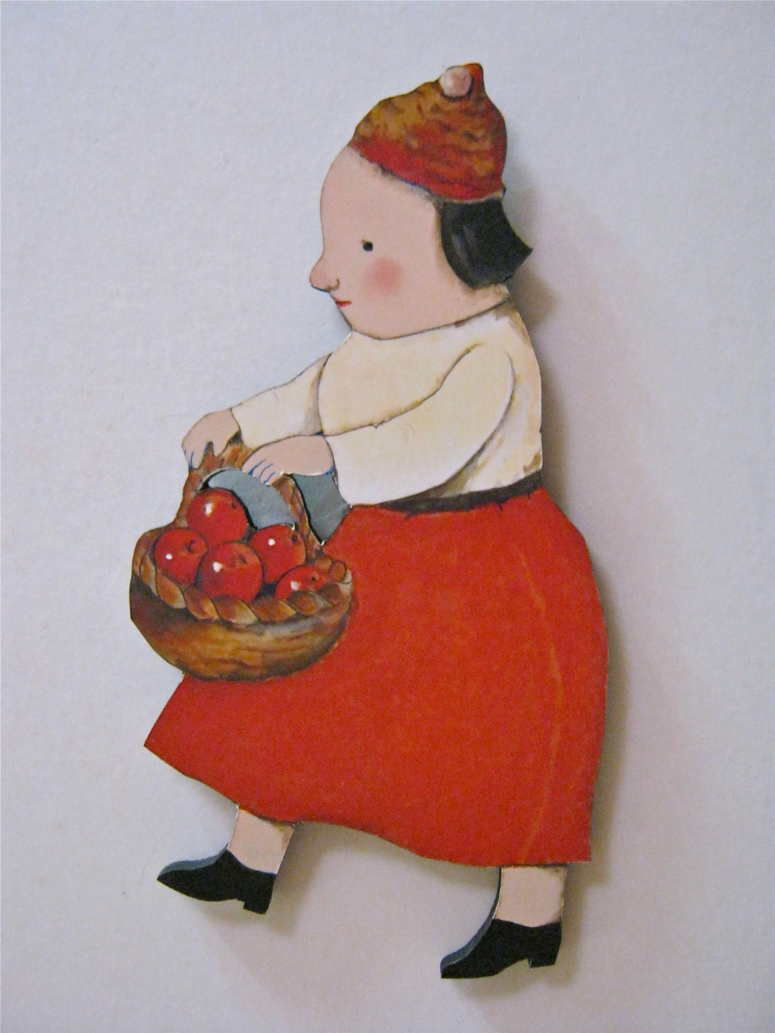Apple Lady-cut out wood-  folk art-  wall art- farmer's wife