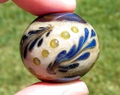 Handmade Hollow Lampwork Glass Focal ivory pearl silvered blue sra