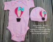 BALLOON Baby Girl  Set,  Baby Hat and Onesie Set, children's hat and accessories, Hot Air Balloon Inspired, Balloon inspired,