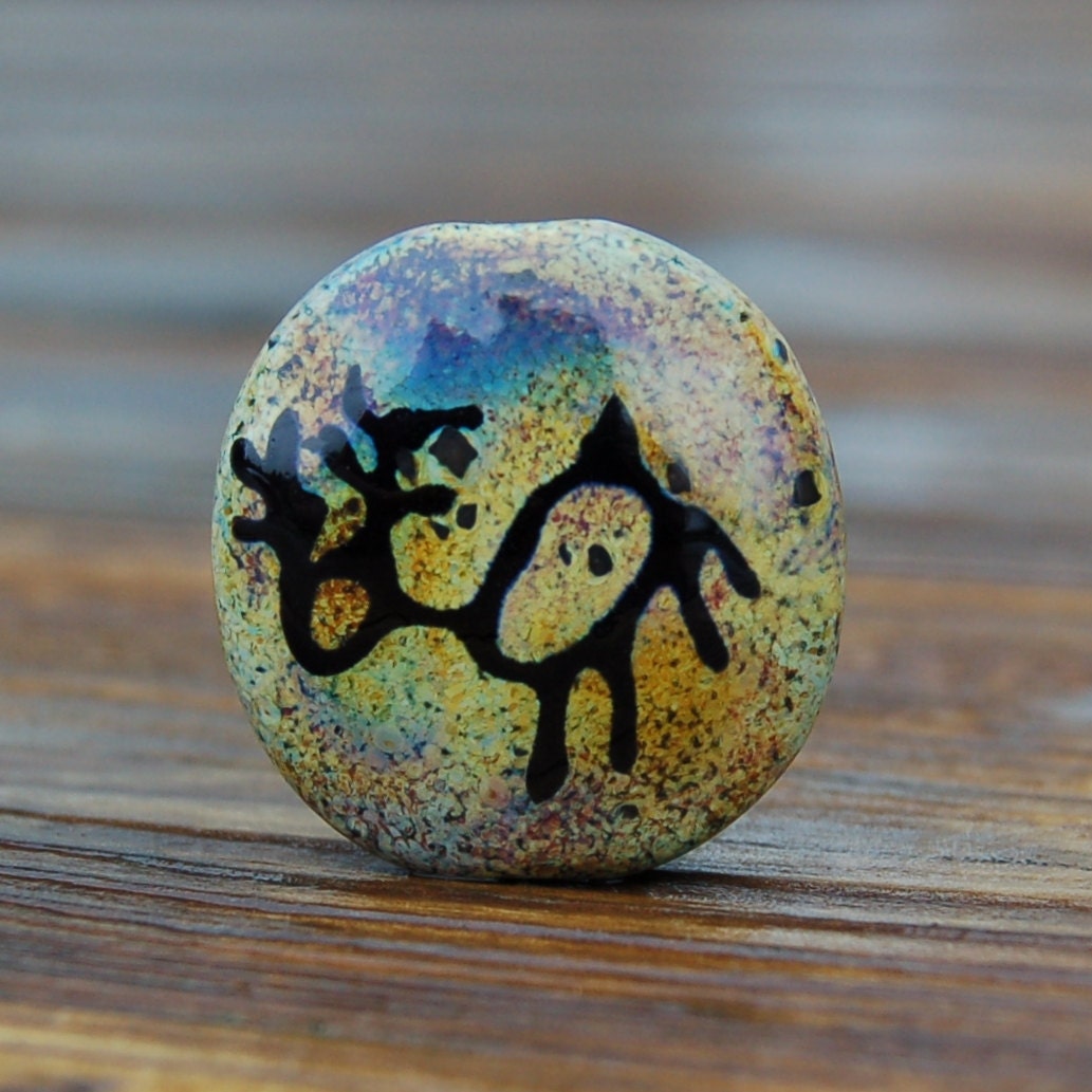 Kokopelli/Deer - 1 Lampwork Focal Bead - K O Lampwork
