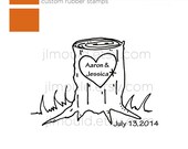 Save the Date DIY Wedding Personalized Custom Stamp Tree Trunk lovers Heart 0018 - Red Rubber or Clear
