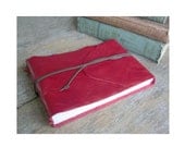 Leather Guestbook / Sketchbook / Journal . 5.5"x8.75" . rich red . handmade handbound (320pgs)
