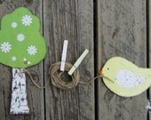 Bird & Birch Tree Art Display Photo Display Clips - Hand Painted Natural Wood - Large Size - Pottery Barn Kids Inspired