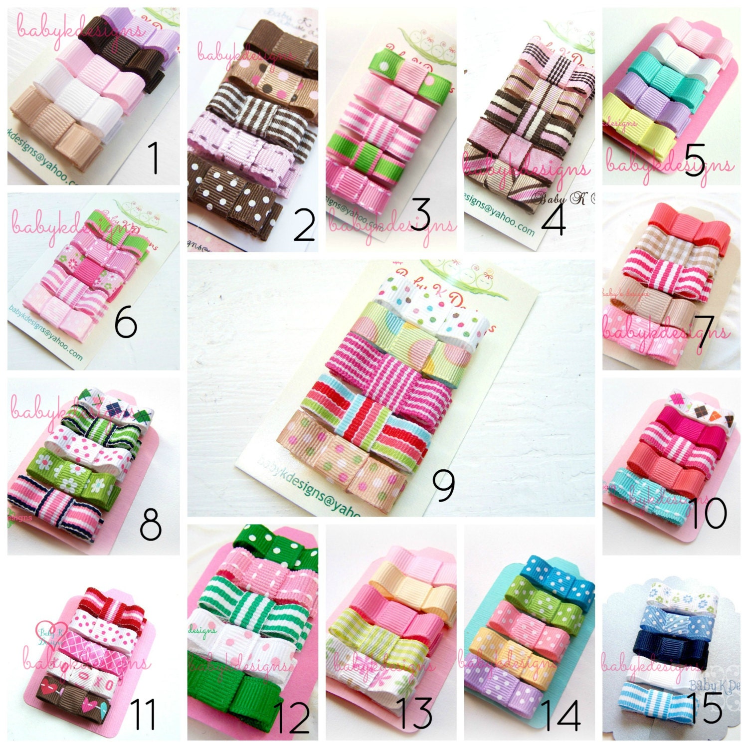 15 Sets of Newborn Clips U Pick  / Infant Snap Clips / Girls Hair Clips / Baby Bow / Hairbow Infant Cips / Baby First Bow No Slip Hair Clips