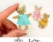 Tiny Doll Kit : Cute Animal Dolls Dollhouse Miniature Size Kawaii Doll Pattern Set