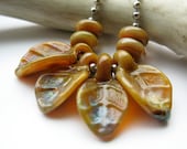 Handmade Glass Leaves -  coppered caramel -  by SRA Handmade by Ellen Dooley Lampwork Beads