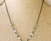 Sea breeze. blue freshwater pearl,flourite gemstone rhinestone beaded locket necklace. Tiedupmemories
