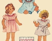 1930s McCalls 692 Girl's Dress with Cross Stitch and Smocking Embroidery Transfer Vintage Sewing Pattern Size 6 Months