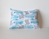 Heart and Arrow Linocut Printed Pillow - Nursery Decor - Geometric - Silver - Gray