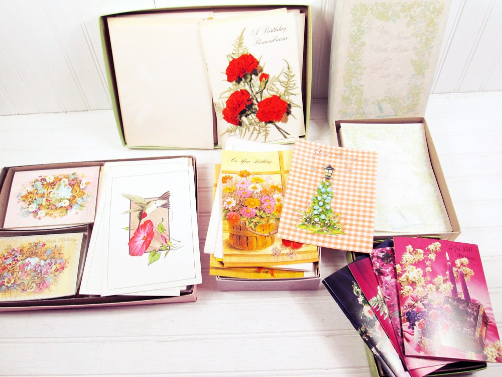 Vintage Unused Greeting Card Mixed Lot Flowers Religious Birthday Get Well