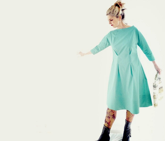 Green Cotton Poplin Tunic Dress