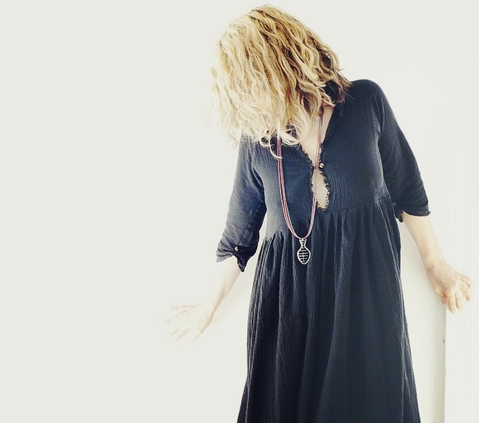 Long, Maxi Black Cheesecloth Dress