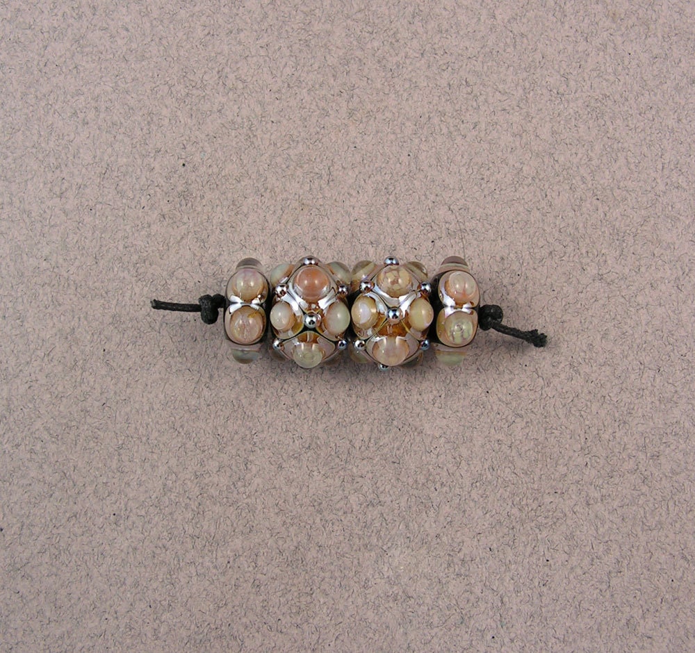EVOLVING - Studded Helios Pair Set (4) - Lampwork Glass Beads by Shani Barrett SRA
