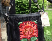 Black Cross Body with Tapestry Insert