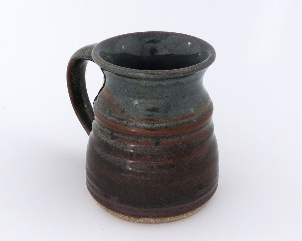 Stoneware Mug - 12 oz.- Coffee Cup - Ceramic Mug - Blue / Dark brown / Handmade wheel thrown pottery