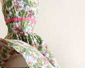 1950s Floral Dress - Vintage Garden Party Pocket Flower Dress - Medium