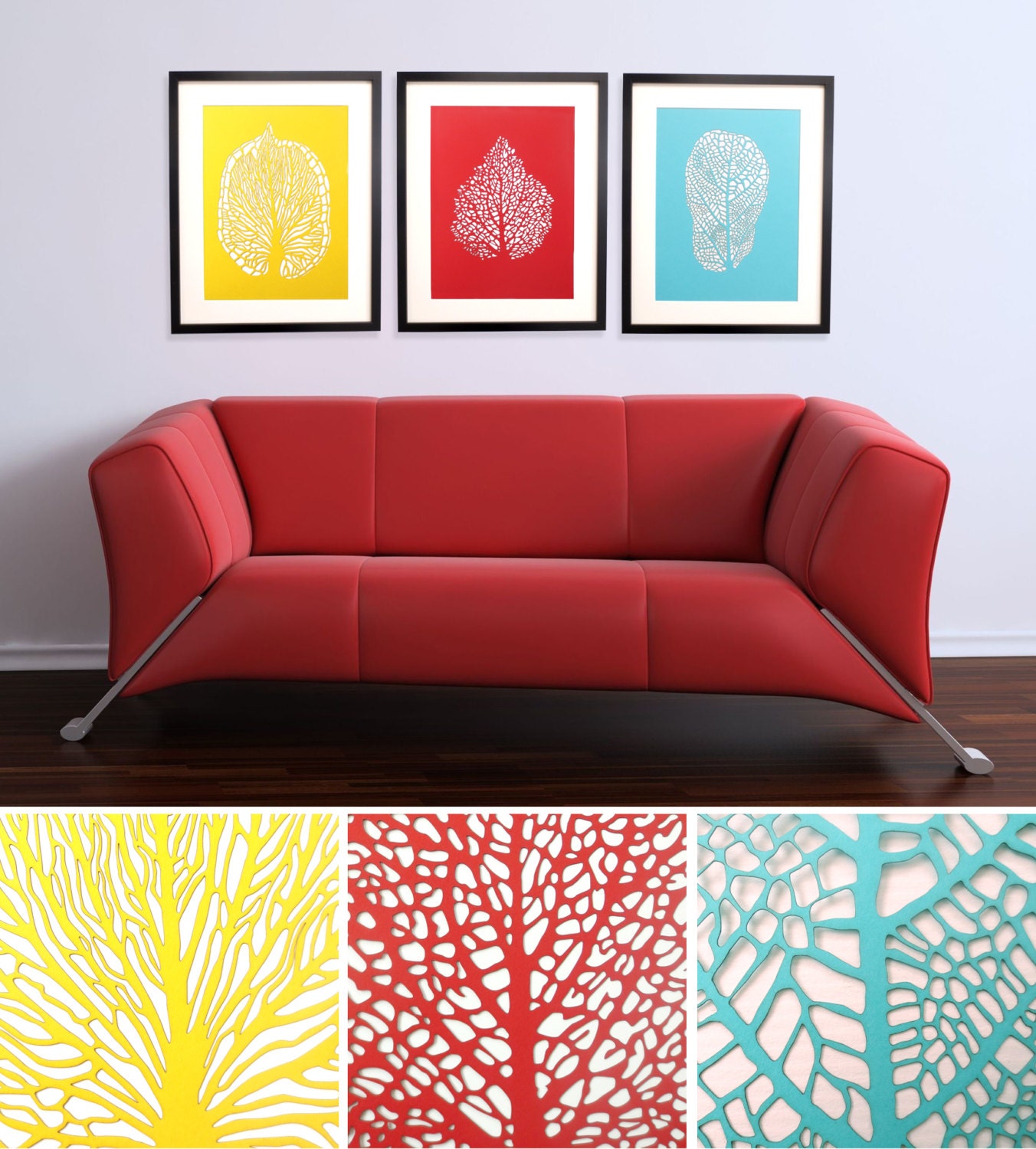 Paper Cut Leaf Art Set of 3