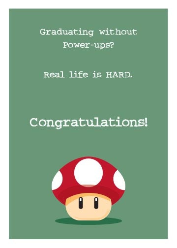 Graduation PowerUp Geeky Greeting Card