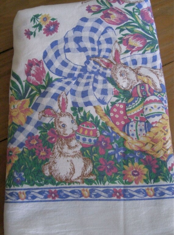 vintage easter tablecloth bunny 100 cotton by debrasgoods vintage easter tablecloth bunny 100 cotton by debrasgoods
