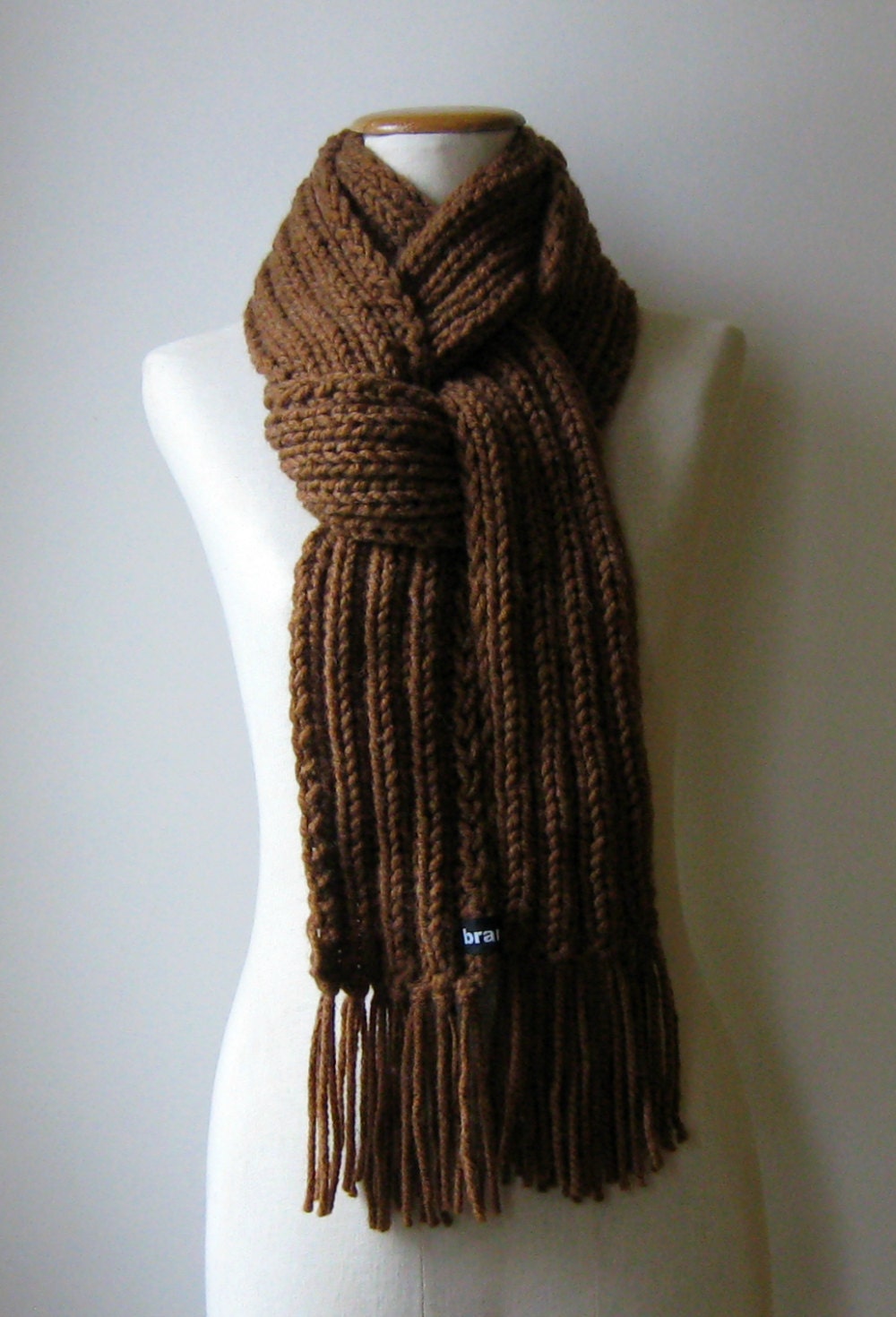 Copper Brown Scarf Hand Knitted in Fisherman Style
