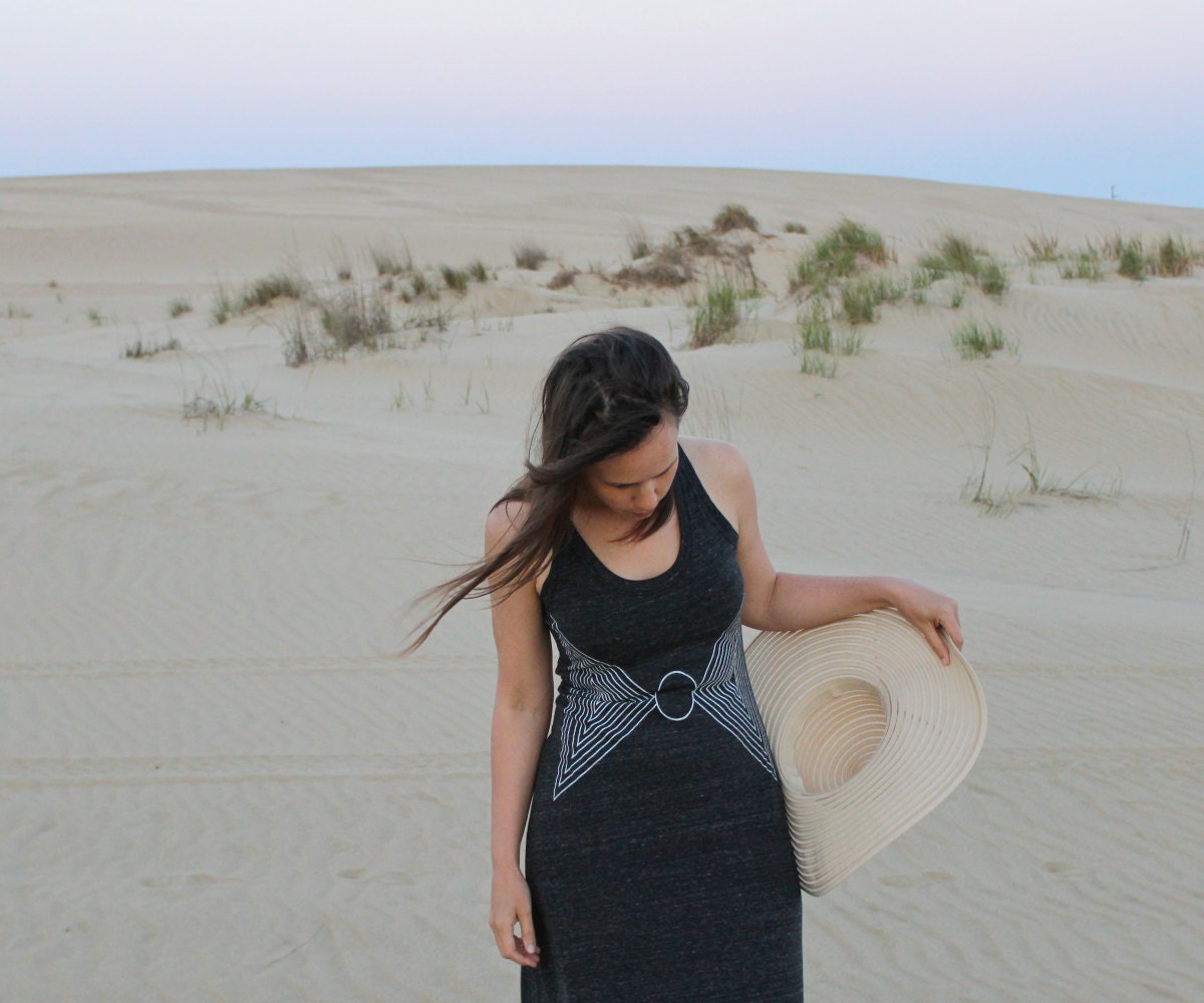 Rule of Thirds - maxi dress - womens dress - summer fashion - geometric triangle print on heather black racer back dress