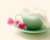 jadite ring bearer pillow - cup and saucer, wedding decor