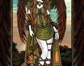 Gwyneth Hooded Dragon Huntress Angel 4X6 Signed PRINT