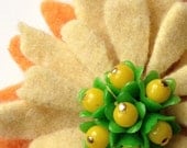 One Of A Kind - Repurposed Felted Wool Brooch -  Lemon Julius Brooch