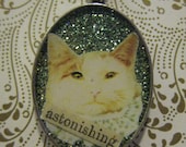 Vintage Style Astonishing Cat Pendant, Kitty, Kitten, Calico, White with Orange Marmalade Ears