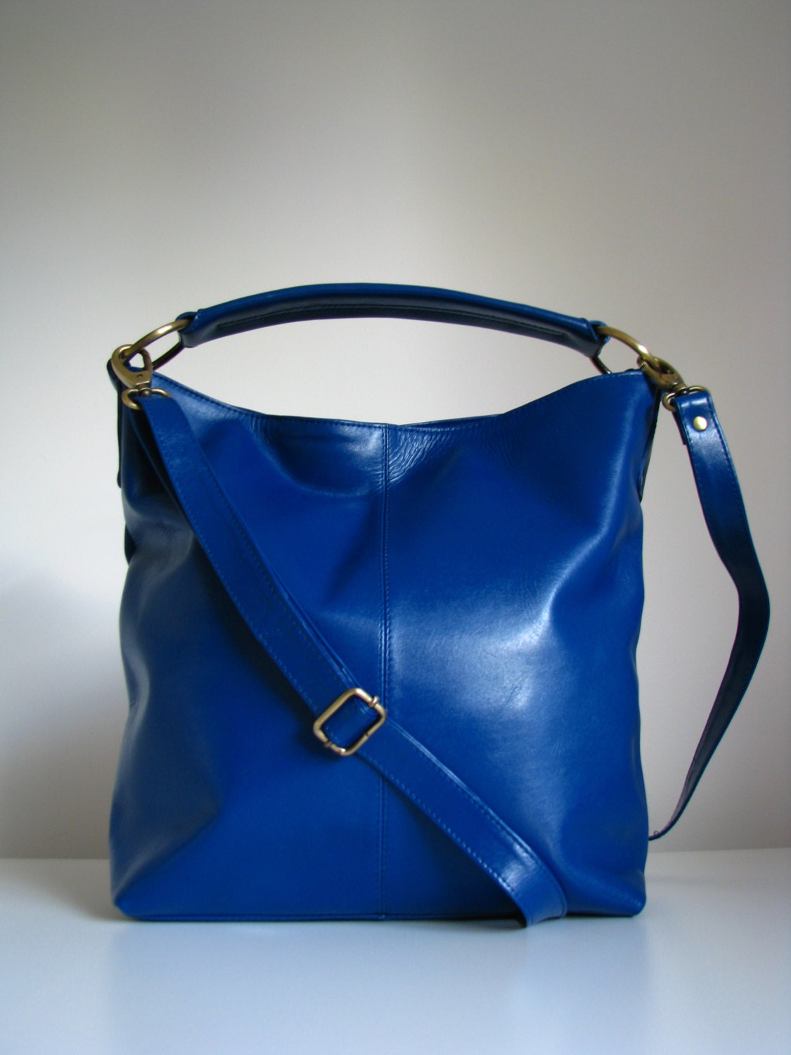 Leather Handbag, Leather Purse, Messenger Bag, Blue