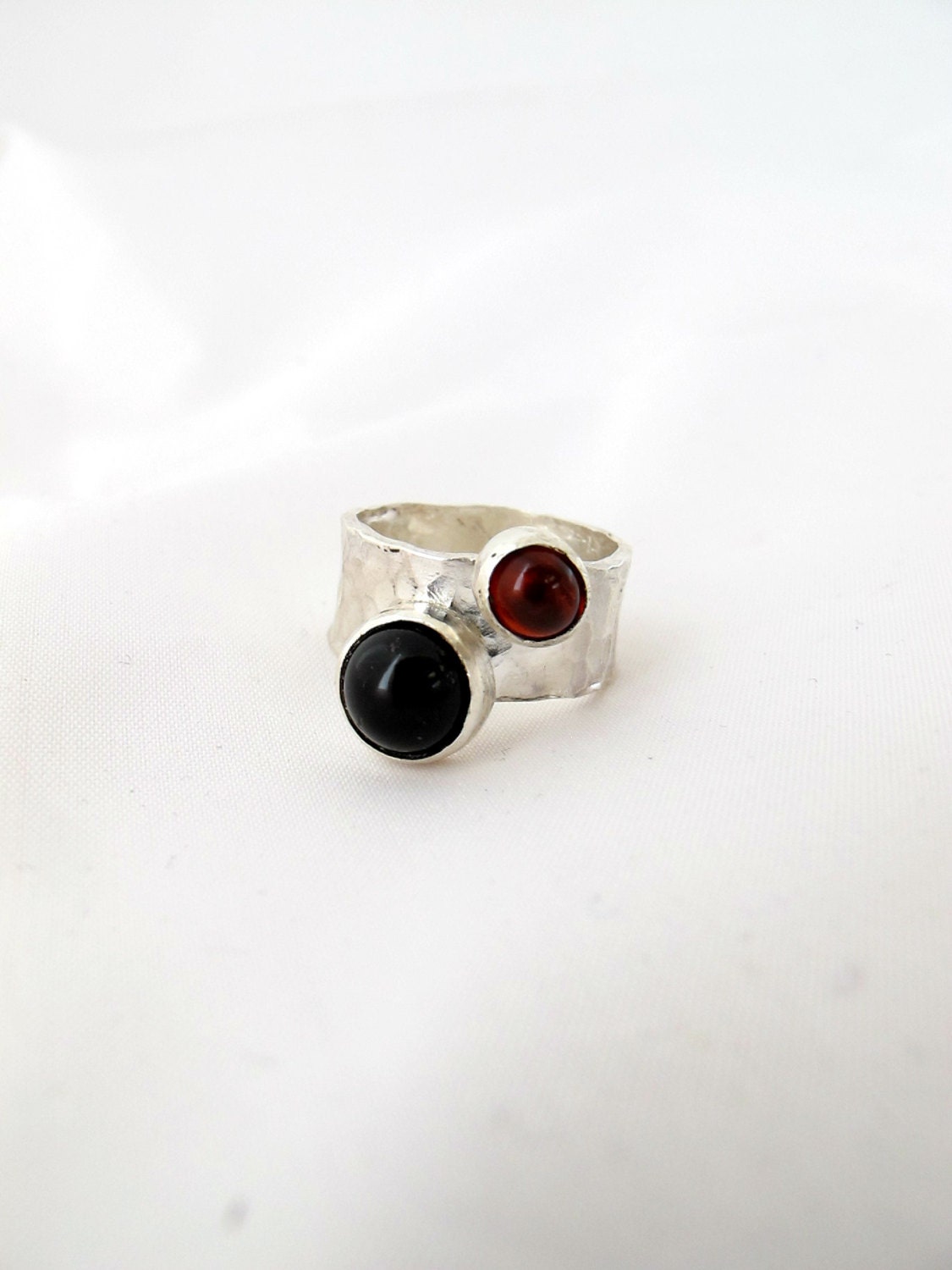 Duo- Sterling silver , Onyx and Amber