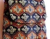 Navy Blue, Rust, and Creme Square Bag