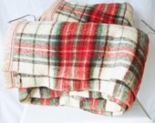 Vintage Wool Blanket - Tartan Plaid - Double Length Twin - Camp Lake House Cabin Decor