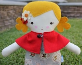 Big Sister Sprinkles Blonde Hair Rag Doll with Removable Capelet (lil red riding hood print)