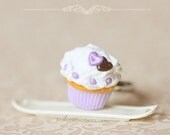 Food Jewelry - Purple Sweet Heart Cupcake Ring