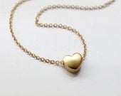 Tiny Gold Heart Necklace / Small Heart Necklace / Simple Gold Jewelry