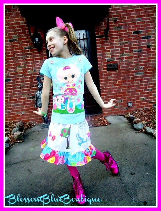 LaLaLoopsy Dress Jewel Sparkles boutique graphic shirt with Twirly Skirt set party Posh Pink size 4 5 6 7 8 12