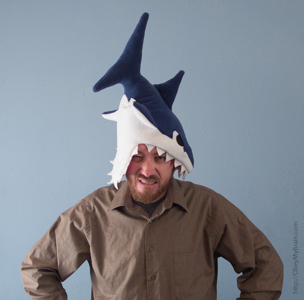 Fleece Shark Hat - Dark Blue